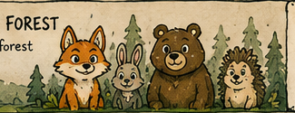 Hand-drawn forest animals